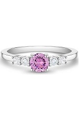 delightful pink and clear round cubic zirconia silver baby ring